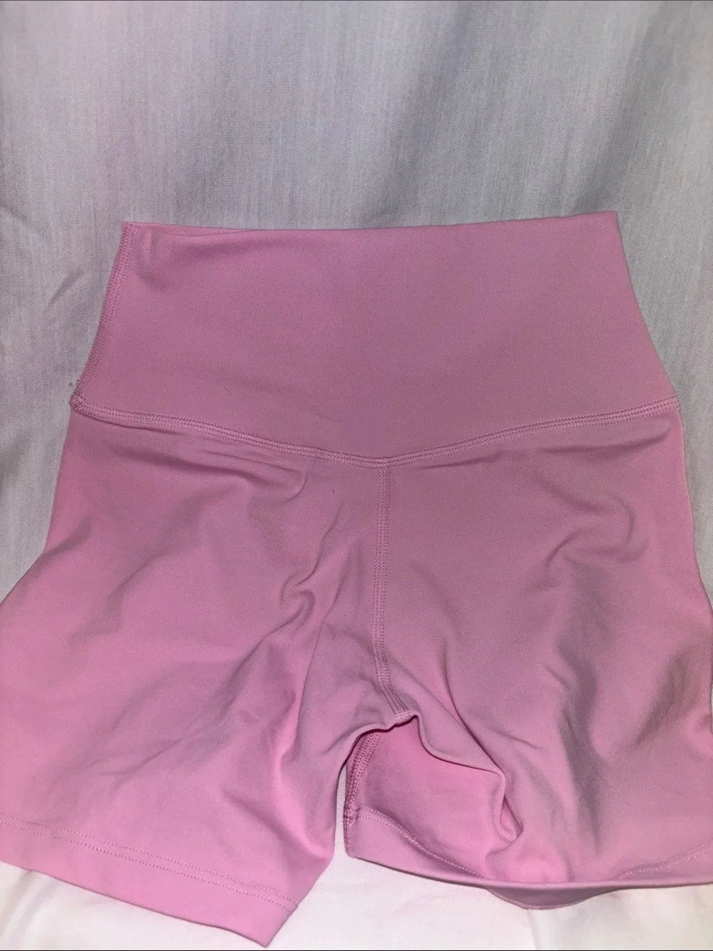 Pink Spaghetti-Strap Sports Bra & High-Waist Shorts Set